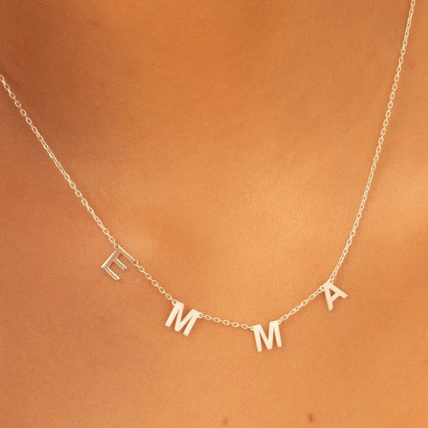 14K Solid Gold Name Necklace: Personalized Dainty Initial Jewelry