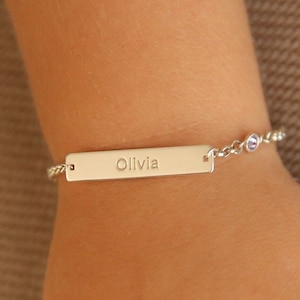 14k Gold Baby Bracelet: Personalized Birthstone ID Bracelet