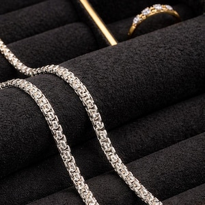 925 Sterling Silver Round Box Chain Necklace  Classic Unisex Chain  Fashion Jewelry for Wedding, Engagement & Daily Elegance gift for friend
