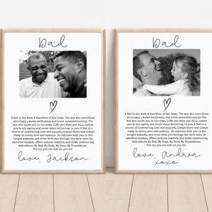 Cadeau photo personnalisé pour papa | Cadeau personnalisable en hommage à papa, Cadeau pour la fête des pères, Cadeau d'anniversaire pour papa, Cadeau pour Père Noël | 2 options