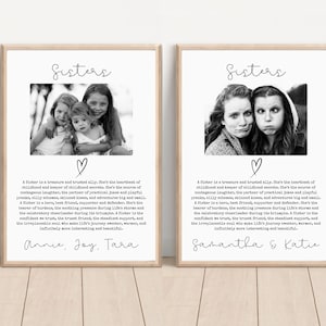 Regalo con foto personalizado para hermana / Regalo personalizable para hermanas, regalo de cumpleaños para hermanas, regalo de Navidad / Regalo de boda para hermanas / A4 y 8,5 x 11