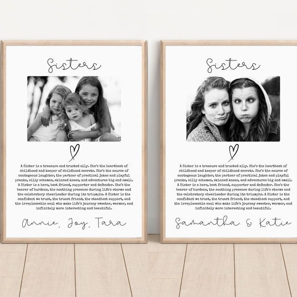 Personalised Photo Gift for Sister | Customizable Sisters Gift, Sister Birthday Gift, Christmas Gift | Sister Wedding Gift | A4 & 8.5x11