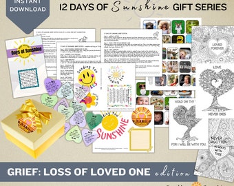 LOSS of Loved One 12 Days of Gift - Tags Card - Sympathy Condolence Gift, Bereavement Gift Box Basket, Grief Gifts, Loss Gifts, Care Package
