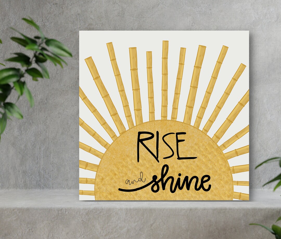 Rise & Shine Bamboo Boho Sun Wall Art Home, Office, Work Decor, Mental