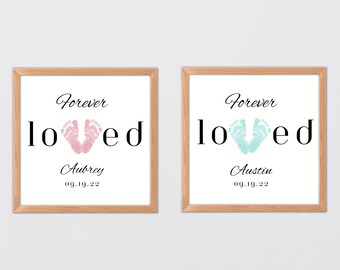 Forever Loved Footprint Baby Loss Miscarriage Pregnancy Stillborn Gift - Baby Child Keepsake Memorial - Wall Art - Sympathy Condolence Gifts