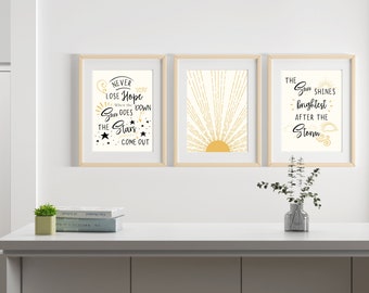 Inspirational Sun Quotes Poster Set, Motivational Positive Affirmation Wall Art, Office Therapy Home Classroom Kids Decor, Mental Health