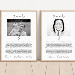 Regalo fotografico personalizzato per zia / Regalo personalizzabile per zia, regalo di compleanno per zia, regalo di Natale per zia / regalo di nozze per zia / A4 e 8,5x11