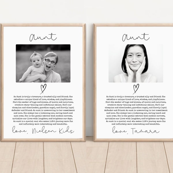 Personalised Photo Gift for Aunt | Customizable Aunt Gift, Auntie Birthday Gift, Aunt Christmas Gift | Auntie Wedding Gift | A4 & 8.5x11