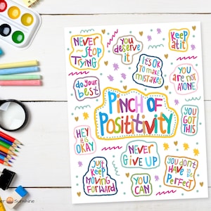 Diário de afirmações positivas, fichário, cartão, capa de pôster - crianças, arte de parede, amor próprio, crescimento mental, saúde mental, 8,5 x 11 PDF e PNGs
