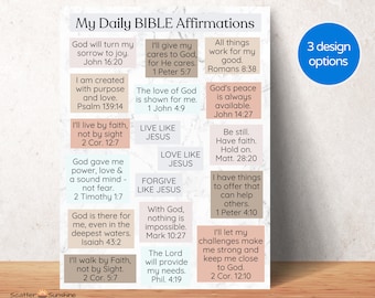 Bible Daily Affirmations Verse Positive Quote Wall Art Decor Poster, Journal, Bible Greeting Card, Christian Gift, Inspirational, Faith Art