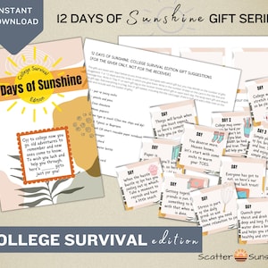 COLLEGE SURVIVAL 12 dagen cadeaukaartjes - College Care-pakket, College Merch, cadeaus voor studenten, College Gift Basket Ideas