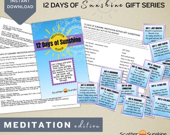 MEDITATION 12 Days of Gift Tags Card - Mental Health Gift Box, Self Care, Wellness, Anxiety Stress Relief, Mindfulness, Meditation Gift Box