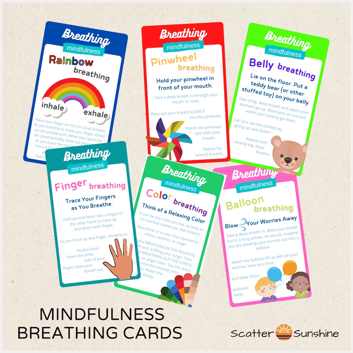 Mindfulness Breathing Cards & Exercise Card Activities for - Etsy