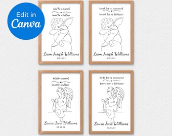 Ángeles personalizados de pérdida de niños - Regalo de exhibición de recuerdo de dedicación - Memorial de recuerdo del niño bebé - Arte de la pared - Regalo de condolencia de simpatía