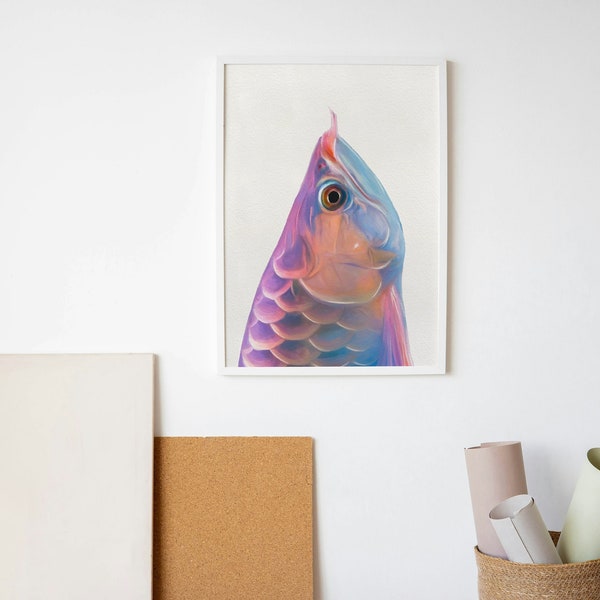 Digital Download Colorful Fish Art Print - Mid Century Modern Wall Decor