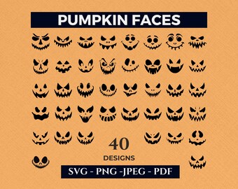 Pumpkin Svg bundle | Jack O Lantern faces | Halloween pumpkins faces | Pumpkin Faces Clipart | Pumpkin Faces Cut File | Halloween face svg