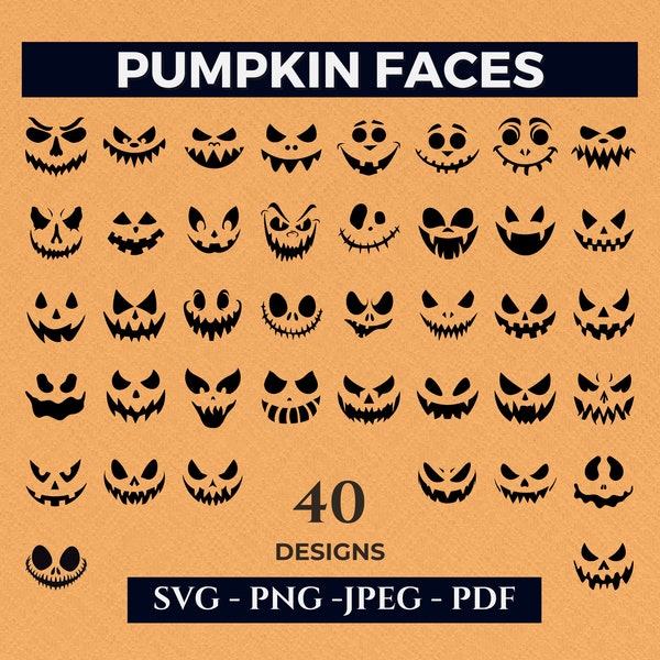 Pumpkin Svg bundle | Jack O Lantern faces | Halloween pumpkins faces | Pumpkin Faces Clipart | Pumpkin Faces Cut File | Halloween face svg