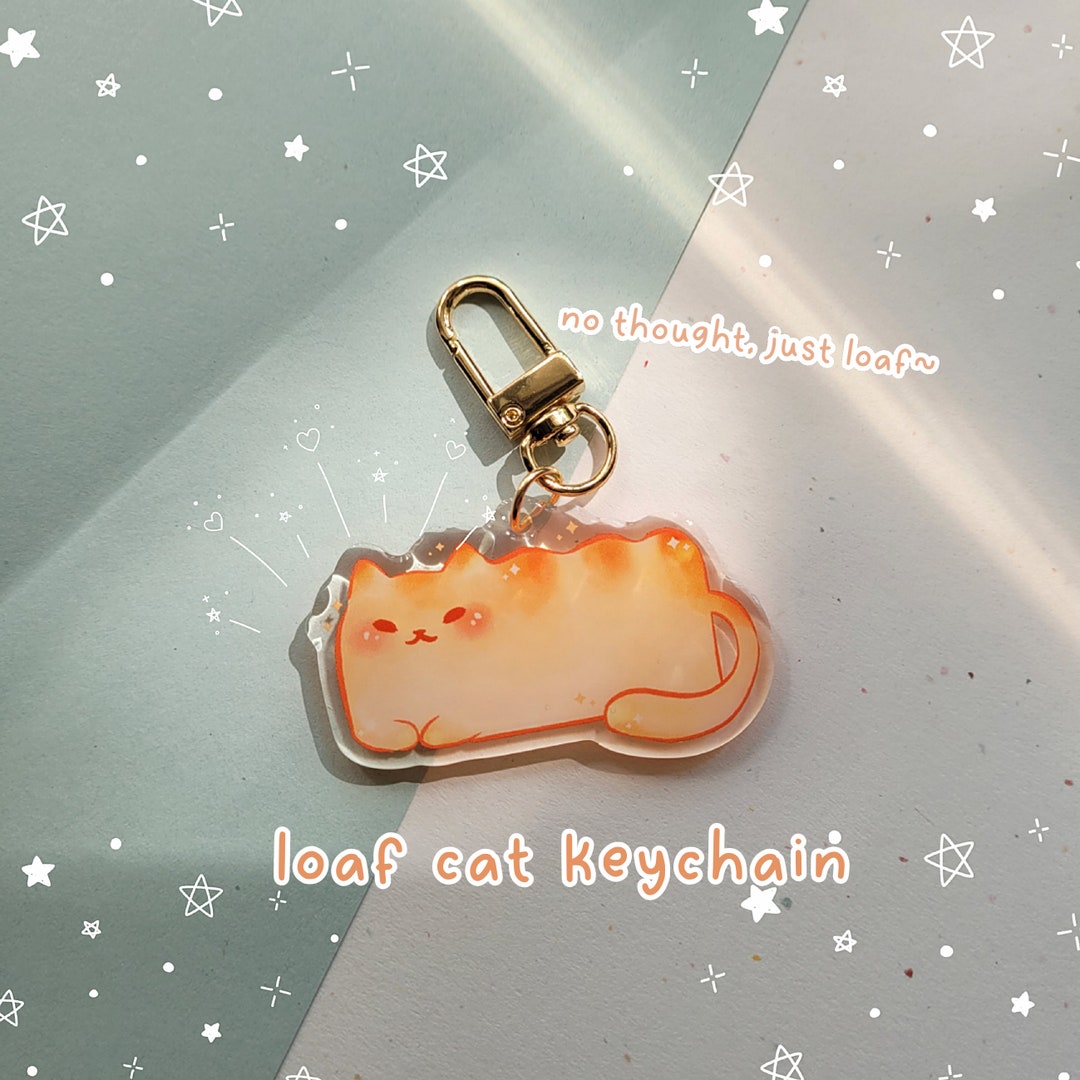 Kawaii Loaf Cat, 1.2in, Acrylic Keychain, Doublesided, Frontside