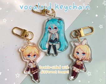 Vocaloid acrylic keychain, Miku, Rin, Len Keychain, 2.1 inches, Double Sided, different image, Vocaloid character