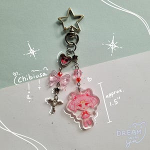 Magical Moon girl acrylic keychain, with beads accessory