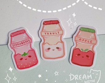 Cute Yakult neko vinyl sticker, glossy lamination, waterproof sticker, kawaii Asian drink sticker, cute sticker
