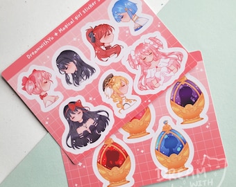Madoka Magical girl soul gem sticker sheet, vinyl sticker sheet, glossy lamination, waterproof sticker
