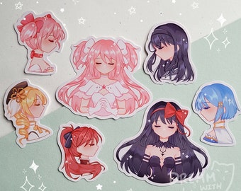 Pegatina de Madoka Magica, gema del alma de Madoka Magica, pegatina holográfica, pegatina de chica mágica, pegatina de vinilo impermeable
