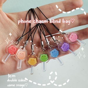 Blind bag mini phone charm, 3cm charm, rainbow keychains, cute mystery bag