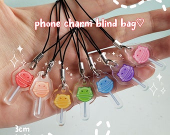 Blind bag mini phone charm, 3cm charm, rainbow keychains, cute mystery bag