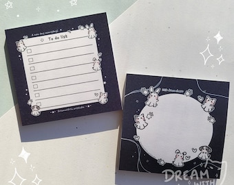 Sticky Note, 50 pages, Cute Cat Sticky Note, To-do list memo pad, post-it note, kawaii neko stationary