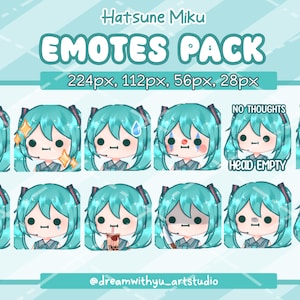 Miku Emotes Pack of 12- Twitch// Discord, 12 emotes, Emotes for twitch channel & Discord Server, funny face emotes