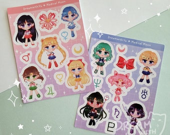 Guardian Moon anime sticker sheet, vinyl waterproof sheet stickers, chibi sticker, oops sticker sheet