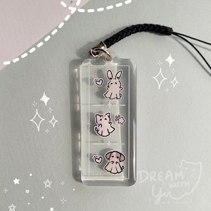 Ghost Friends Glitter phone charm, double-sided acrylic keychain, Cute Phone Charm and accessory, kawaii accessory