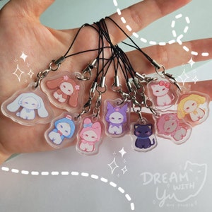 Kawaii Cat acrylic keychain, double-sided, cute cartoon character, cartoon keychain, cute small charm