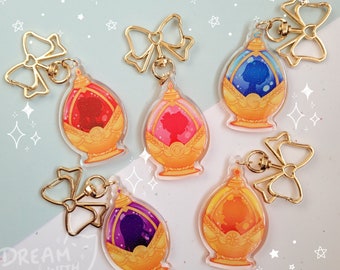Madoka Magica acrylic keychain, Madoka Soul gem acrylic keychain charm| front side epoxy, glitter finish option