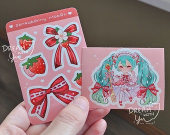 Kawaii Mini Strawberry Sticker sheet- Vinyl, lamination & waterproof stickers [cute decoration