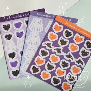 Adesivo kawaii a tema Halloween, foglio di adesivi di gatti fantasma carini di classe B, adesivo per planner e diario, foglio di adesivi in vinile