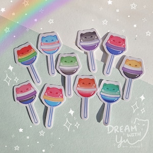 Autocollant drapeau de la fierté, autocollant sucette kawaii neko, autocollants LGBTQ, achetez plus, économisez plus, autocollant imperméable en vinyle laminé