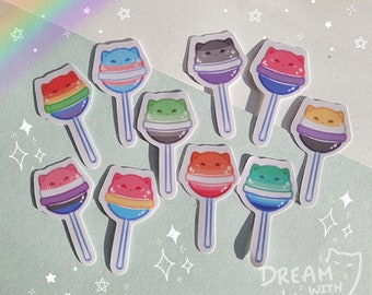 Pride flag sticker, kawaii neko lollipop sticker, LGBTQ stickers, buy more save more, Vinyl laminated waterproof sticker