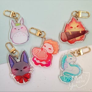 Kawaii Acrylic Keychain- 2in, Double-sided, front-side epoxy keychain, Ghibli