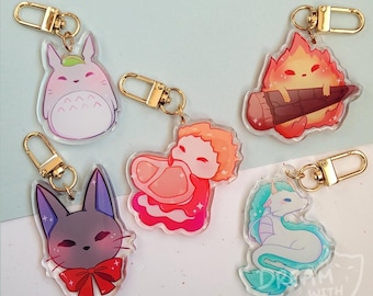 Kawaii Acrylic Keychain- 2in, Double-sided, front-side epoxy keychain, Ghibli
