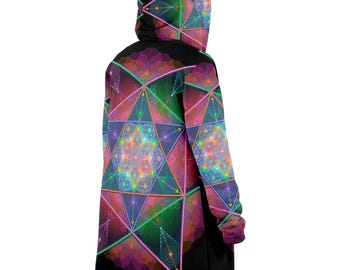 Mandala Fleece Cloak, Rave Festival Jacket, Unisex Jacket