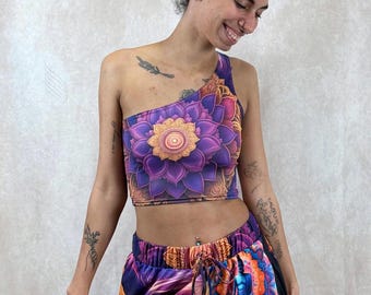 Amethyst Dream One-Shoulder Cropped Top