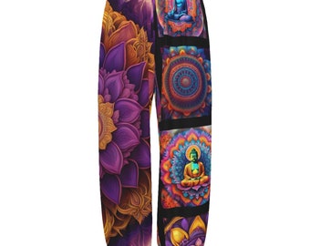 Purple Mandala Carrot Pants | Buddha Print Hippie Yoga Pants