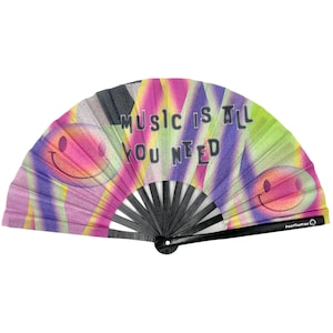 Music is All You Need Hand Fan | Party & Rave Accessories | Festival Folding Fan