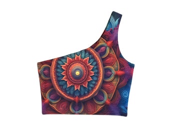 GardenDreams Mandala One-Shoulder Cropped Top