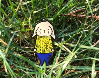 Cute Bunny in Sweater and trousers Pin