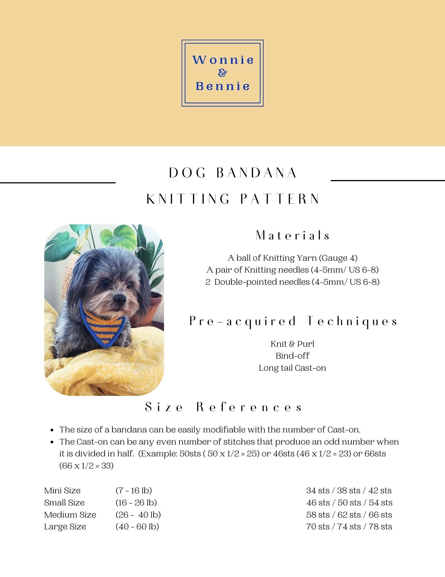 Dog Bandana Knitting Pattern PDF Etsy