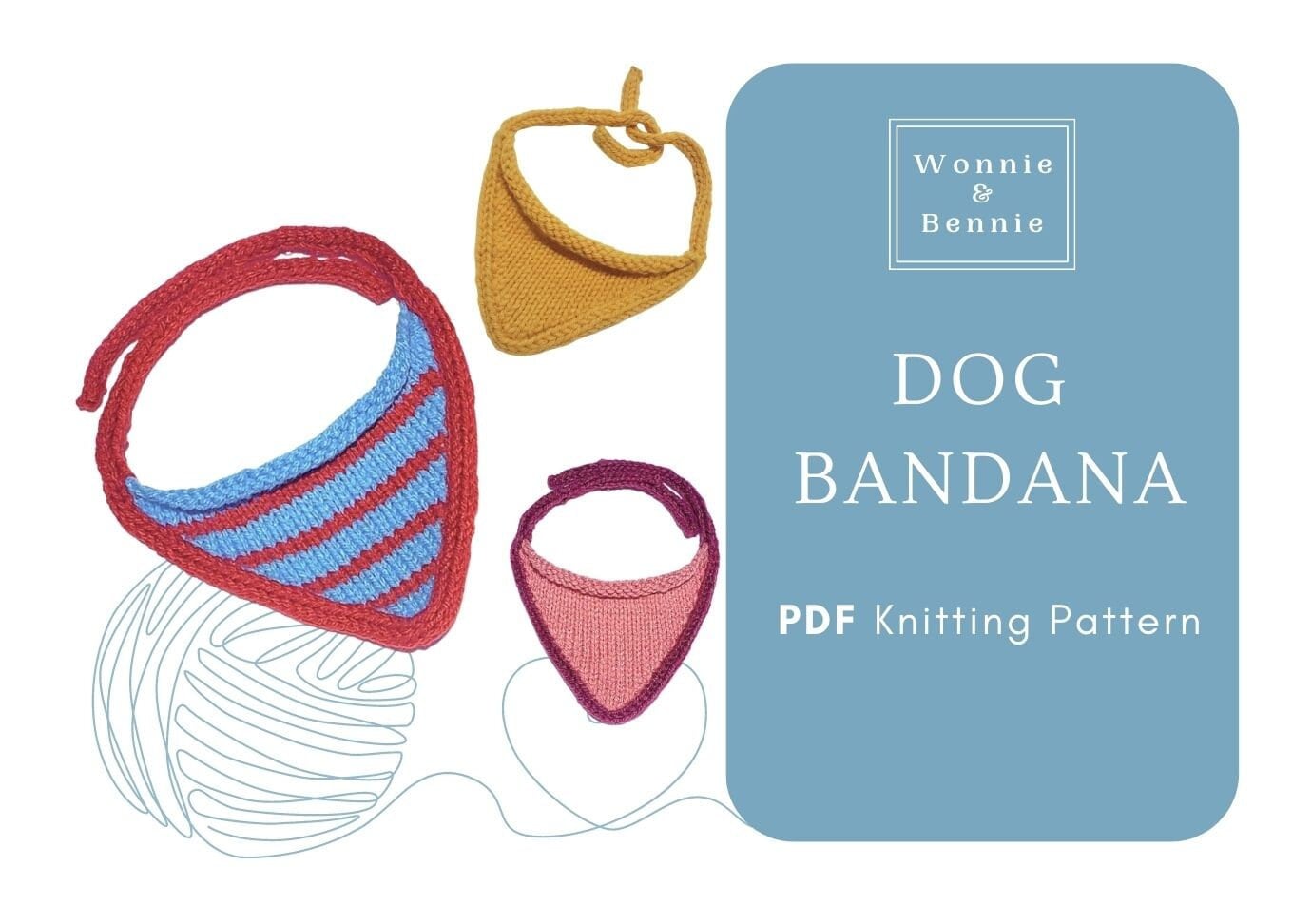 Dog Bandana Knitting Pattern PDF by Wonnie&Bennie