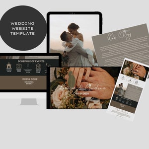 Plantilla de sitio web de boda rústica y romántica: Tema editable de Canva